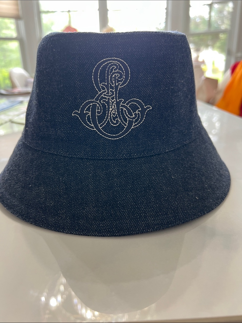 Hermes new Denim Blue Embroidered Bucket hat size 57
